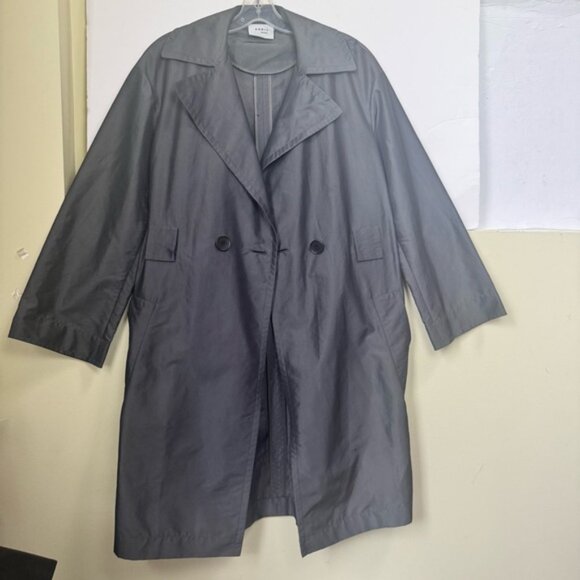 Akris Punto Trench Coat Lightweight Belt Midi Classic Pockets Silver Minimalist - Picture 11 of 16